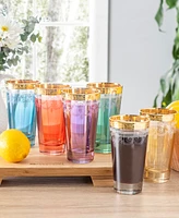 Lorren Home Trends Highball 6 Piece Gold Band Glass Set