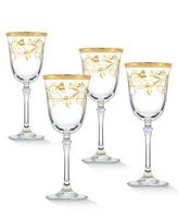 Lorren Home Trends 4 Piece Rosalia Flower Wine Set