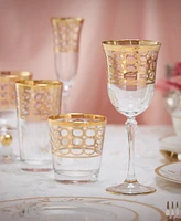 Lorren Home Trends 4 Piece Infinity Gold Ring White Wine Goblet Set