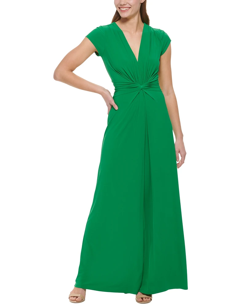Vince Camuto Twist-Front Plunge Jumpsuit