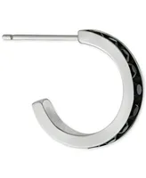 Giani Bernini Black Crystal Small Hoop Earrings in Sterling Silver, 0.59", Created for Macy's