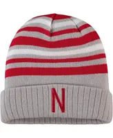 Men's Top of the World Gray and Scarlet Nebraska Huskers All Day Cuffed Knit Hat