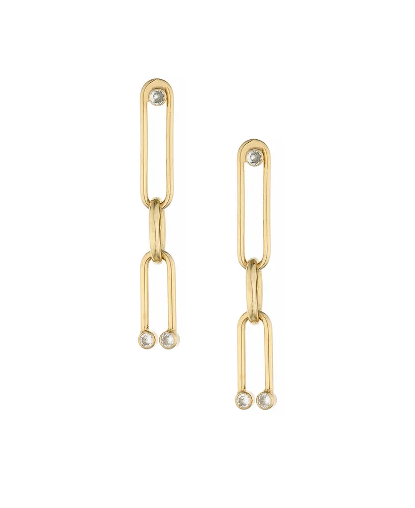 Ettika 18k Gold-Plated Cubic Zirconia Linked Linear Drop Earrings