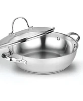 Cooks Standard 12-Inch/30cm Classic Stainless Steel Everyday Chef s Stir Fry Pan with Glass Lid