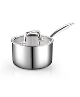 Cook N Home Tri-Ply Clad Stainless Steel Sauce Pan with Lid, 3 Quart, Silver