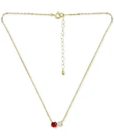 Giani Bernini Lab-Grown Ruby & Cubic Zirconia Two-Stone Pendant Necklace, 16" + 2" extender, Created for Macy's