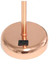 LimeLights Stick Lamp with Charging Outlet - White Shade, Rose Gold