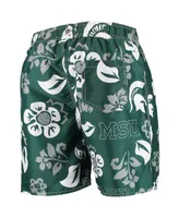 Men's Wes & Willy Green Michigan State Spartans Floral Volley Swim Trunks