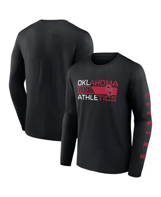 Men's Fanatics Black Oklahoma Sooners Broad Jump 2-Hit Long Sleeve T-shirt