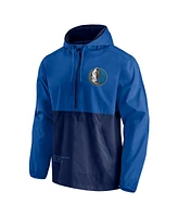 Men's Fanatics Blue, Navy Dallas Mavericks Anorak Block Party Windbreaker Half-Zip Hoodie Jacket