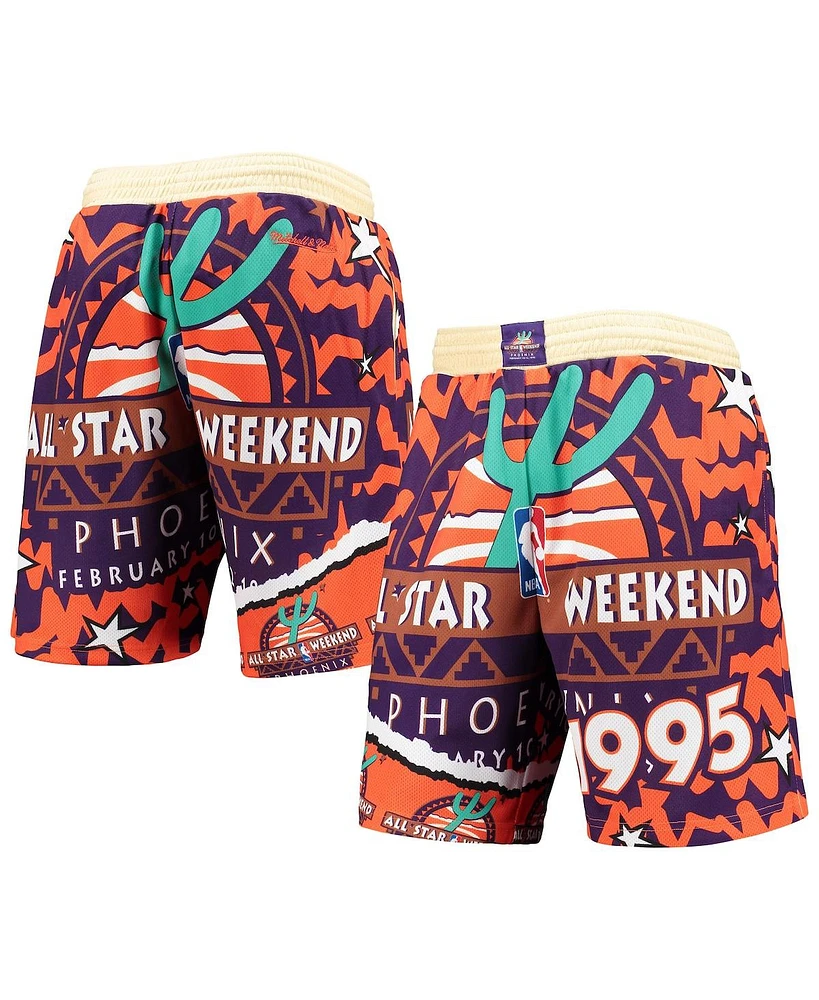 Men's Mitchell & Ness Orange, Purple Hardwood Classics 1995 All-Star Weekend Jumbotron 2.0 Mesh Shorts