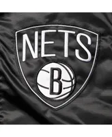 Men's Starter Black Brooklyn Nets The Captain Ii Full-Zip Varsity Jacket