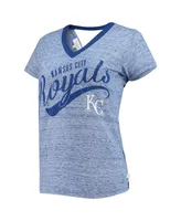 Women's Touch Royal Kansas City Royals Hail Mary Back Wrap Space-Dye V-Neck T-shirt