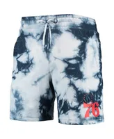 Men's New Era Royal Philadelphia 76ers Fleece Tie-Dye Shorts