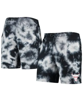 Men's New Era Black Chicago Bulls Fleece Tie-Dye Shorts