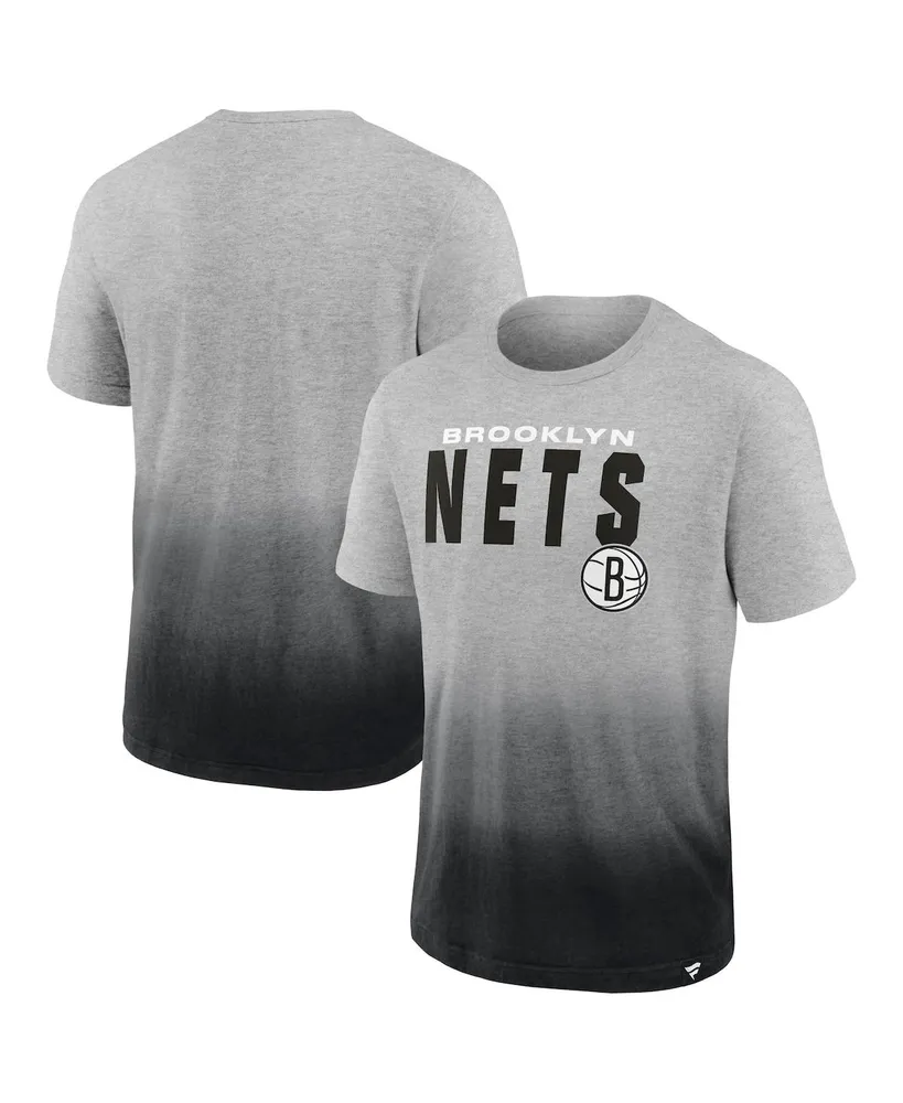 Men's Fanatics Heathered Gray and Black Brooklyn Nets Board Crasher Dip-Dye T-shirt