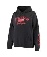 Women's Pressbox Black Wisconsin Badgers Rock n Roll Super Oversized Pullover Hoodie