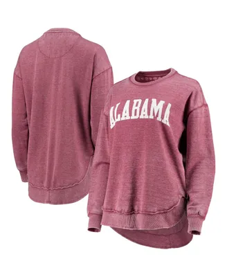 Women's Pressbox Crimson Alabama Tide Vintage-Like Wash Pullover Sweatshirt