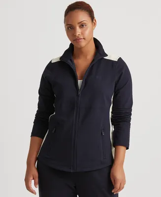 Lauren Ralph Women's Plus-Size Cotton-Blend Zip-Up Track Jacket