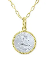 Giani Bernini Two-Tone Coin Pendant Necklace in Sterling Silver & 18k Gold-Plate, 16" + 2" extender, Created for Macy's