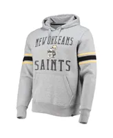 Men's '47 Heather Gray New Orleans Saints Double Block Throwback Pullover Hoodie