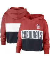 Women's '47 Heathered Red and Heathered Navy St. Louis Cardinals Lizzy Cropped Pullover Hoodie