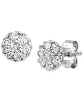 Diamond Cluster Stud Earrings (1/2 ct. t.w.) in 14k White Gold