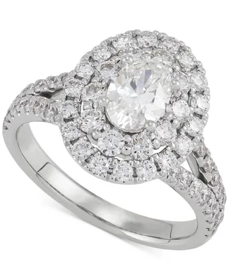 Diamond Oval-Cut Halo Engagement Ring (2 ct. t.w.) in 14k White Gold