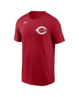 Men's Nike Barry Larkin Red Cincinnati Reds Cooperstown Collection Name & Number T-shirt