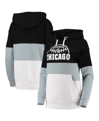 Women's G-iii Sports by Carl Banks Black and Gray Chicago White Sox Block Tackle Colorblock Pullover Hoodie