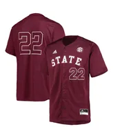 Men's adidas #22 Maroon Mississippi State Bulldogs Button-Up Baseball Jersey