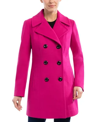 Anne Klein Women's Double-Breasted Wool Blend Peacoat, Created for Macy's