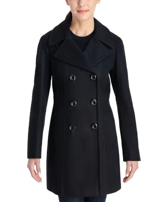 Anne Klein Women's Double-Breasted Wool Blend Peacoat, Created for Macy's