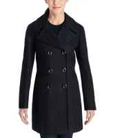 Anne Klein Women's Petite Notched-Collar Double-Breasted Peacoat, Created for Macy's