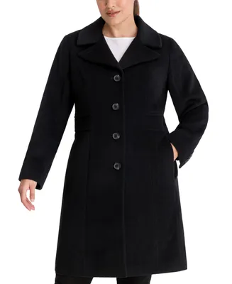 Anne Klein Women's Plus Single-Breasted Walker Coat, Created for Macy's