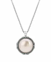 Women's Imitation Pearl Round Stone Pendant Necklace