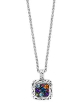 Effy Multi-Gemstone Cluster Framed 18" Pendant Necklace (1-1/2 ct. t.w.) in Sterling Silver