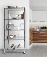 Seville Classics Commercial-Grade 5-Tier Nsf-Certified Steel Wire Wheeled Shelving