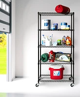 Seville Classics UltraDurable Commercial-Grade 5-Tier Nsf Wire Shelving with Wheels