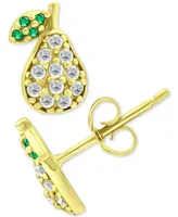 Giani Bernini Cubic Zirconia & Green Quartz Pear Stud Earrings, Created for Macy's