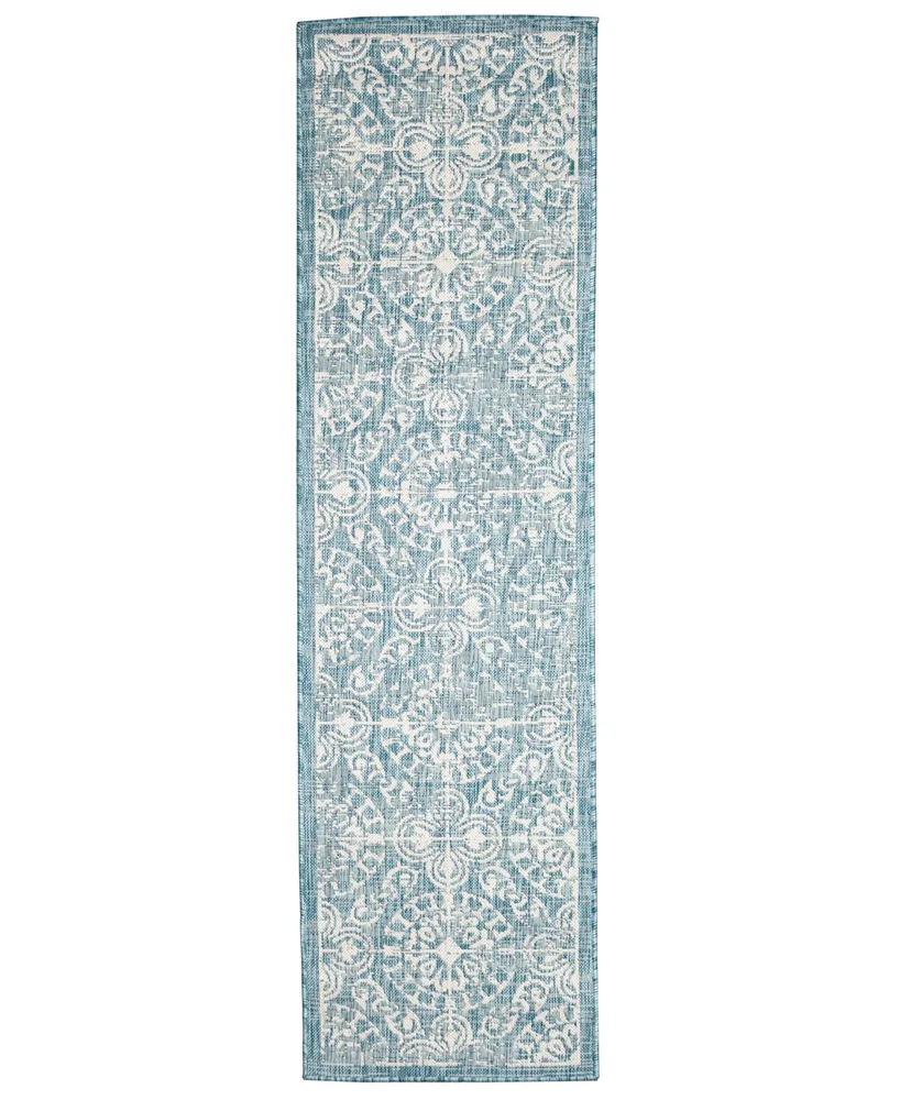 Liora Manne' Carmel Antique-Like-Like Tile 1'11" x 7'6" Runner Outdoor Area Rug