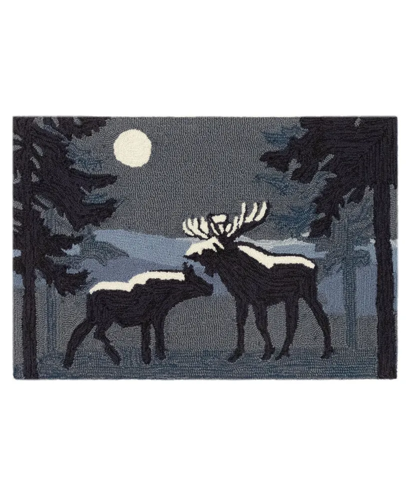 Liora Manne' Frontporch Moonlit Moose 1'8" x 2'6" Outdoor Area Rug