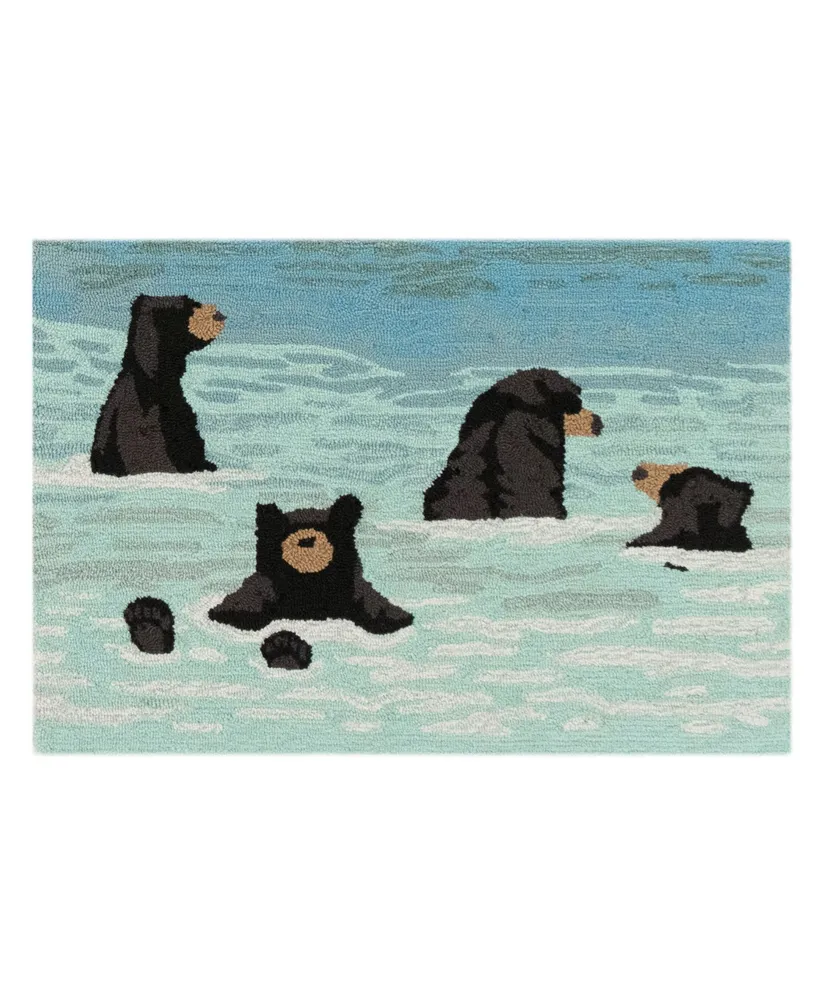 Liora Manne' Frontporch Bathing Bears 1'8" x 2'6" Outdoor Area Rug