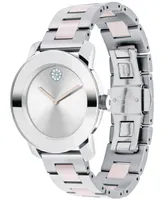 Movado Women's Swiss Bold Blush Ceramic & Stainless Steel Bracelet Watch 36mm