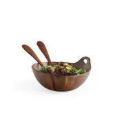 Portables Wood Salad Bowl with Servers 3 Piece Set