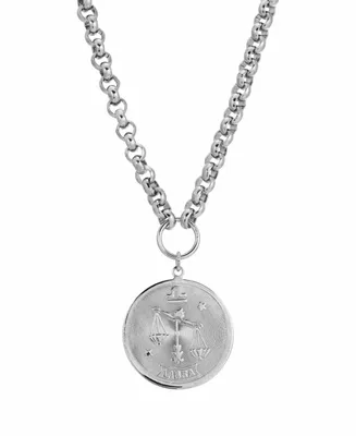Women's Round Libra Pendant Necklace - Silver