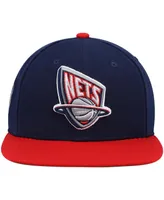 Men's Mitchell & Ness Navy, Red New Jersey Nets Hardwood Classics Core Side Snapback Hat