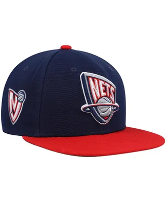 Men's Mitchell & Ness Navy, Red New Jersey Nets Hardwood Classics Core Side Snapback Hat