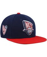 Men's Mitchell & Ness Navy, Red New Jersey Nets Hardwood Classics Core Side Snapback Hat