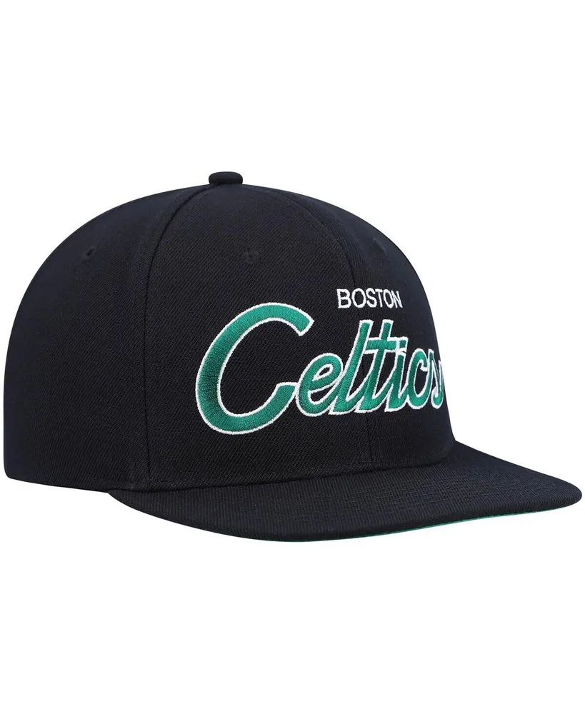 Men's Mitchell & Ness Black Boston Celtics Hardwood Classics Script 2.0 Snapback Hat